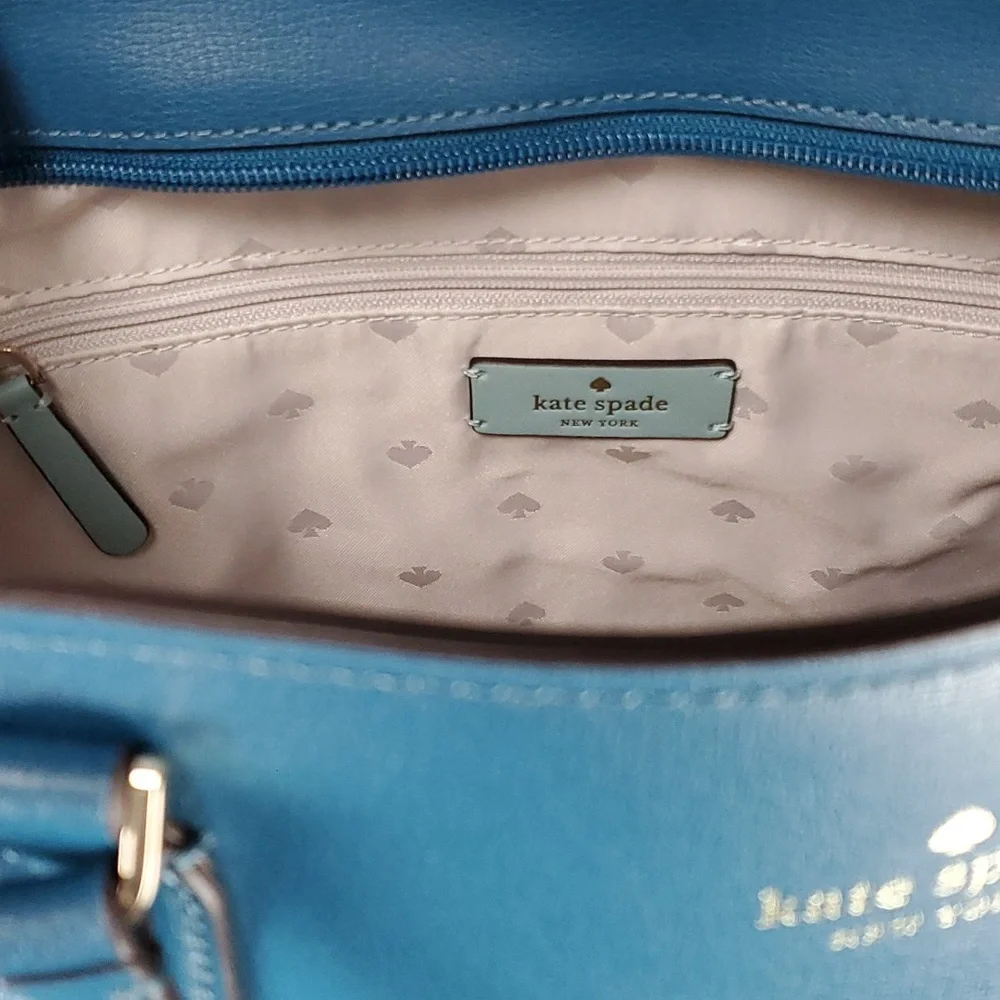 Kate Spade | Harper Peacock Blue Leather Tote Shoulder Bag - Picture 8 of 11
